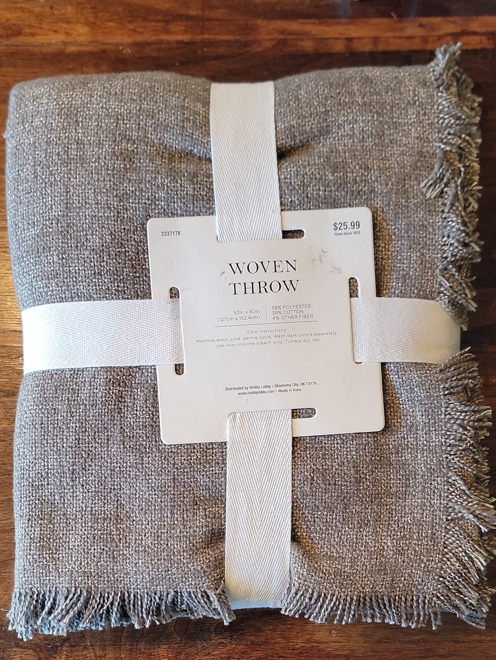 Hobby Lobby Gray Woven Throw Blanket with Fringe